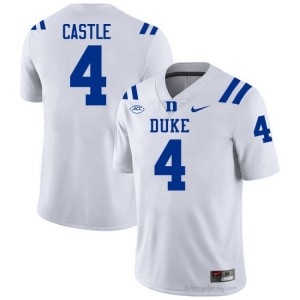 Duke Anderson Castle #4 White Men Football University Jersey | Elite Authentically Stitched 39Q67p44