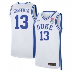Duke Cameron Sheffield #13 White Men Basketball College Jersey | Elite Authentically Stitched 8530Aw72