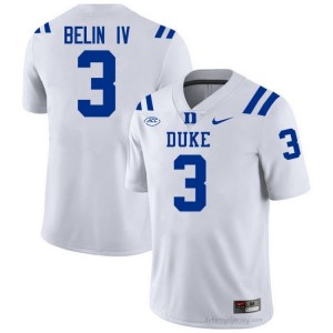 Henry Belin IV White #3 Duke Men High School Football Jersey | Durably Stitched 2714UuqX