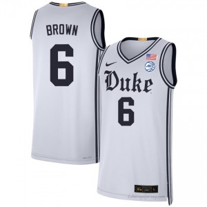 Maliq Brown Blue Devils Men #6 White Team Basketball College Jersey | Classic Premium Stitched 83c6cg5J