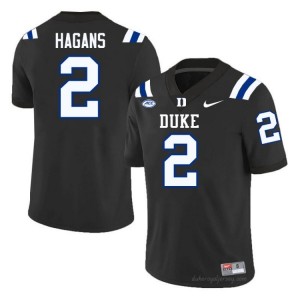 #2 Sahmir Hagans Duke Blue Devils Men Black Football NCAA Jersey | Pro-Grade Stitched 676xv81V