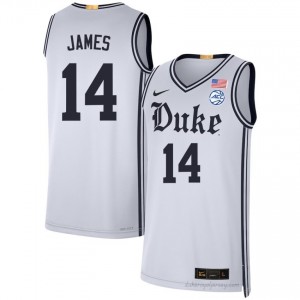 Sion James Blue Devils Men #14 White Team Basketball Player Jersey | Classic Premium Stitched 644U1c87