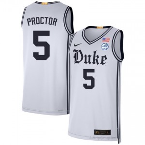 Tyrese Proctor Blue Devils Men #5 White Team Basketball High School Jersey | Classic Premium Stitched 7414r2uV