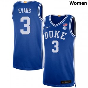 Isaiah Evans Duke Blue Devils Women #3 Royal Basketball University Jersey | Classic Premium Stitched 221NHH4G