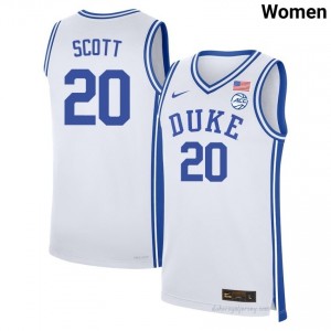 Blue Devils Jack Scott #20 White Women Basketball College Jersey | Elite Authentically Stitched 34BAB7Lu