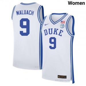 Blue Devils Khaman Maluach #9 White Women Basketball University Jersey | Elite Authentically Stitched 36875S6r