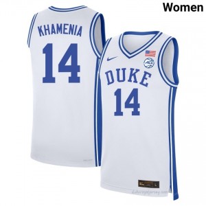 Blue Devils Nikolas Khamenia #14 White Women Basketball University Jersey | Elite Authentically Stitched 11DW684V