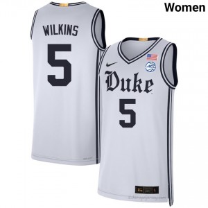 Sebastian Wilkins White #5 Duke Team Women College Basketball Jersey | Durably Stitched 41283i71
