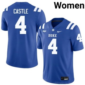 Blue Devils Anderson Castle #4 Royal Women Football High School Jersey | Elite Authentically Stitched 802X8167