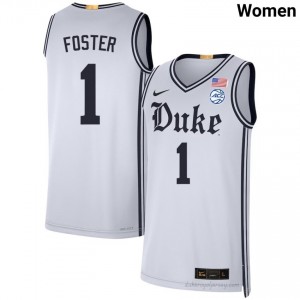 Caleb Foster White #1 Duke Team Women Player Basketball Jersey | Durably Stitched 29SsdM7V