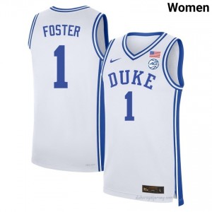 Blue Devils Caleb Foster #1 White Women Basketball College Jersey | Elite Authentically Stitched 27K1y57x