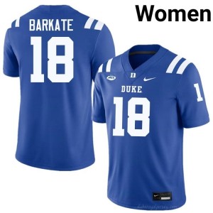 #18 Cooper Barkate Blue Devils Women Royal Football College Jersey | Pro-Grade Stitched 408y70t2