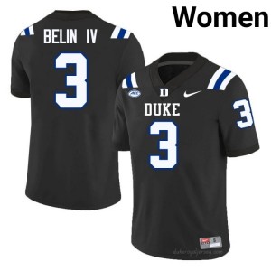 Duke Blue Devils Henry Belin IV #3 Black Women Football College Jersey | Elite Authentically Stitched 54Es251x