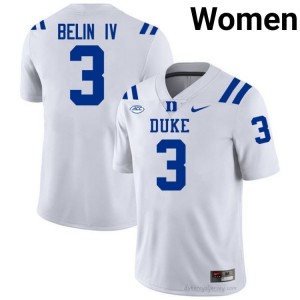 Henry Belin IV Duke Women #3 White Football NCAA Jersey | Classic Premium Stitched 80408vB4