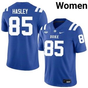 Blue Devils Jeremiah Hasley #85 Royal Women Football College Jersey | Elite Authentically Stitched 11hwy742