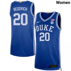 Neal Begovich Royal #20 Duke Women University Basketball Jersey | Durably Stitched 651I5V71