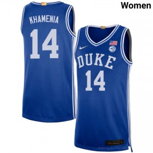 Nikolas Khamenia Duke Blue Devils Women #14 Royal Basketball College Jersey | Classic Premium Stitched 48208p43