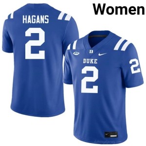 Blue Devils Sahmir Hagans #2 Royal Women Football NCAA Jersey | Elite Authentically Stitched 3216y17m