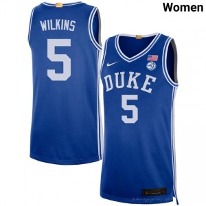 Sebastian Wilkins Duke Blue Devils Women #5 Royal Basketball University Jersey | Classic Premium Stitched 22R606lq