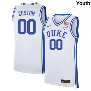 Duke Blue Devils Custom #00 White Youth Basketball University Jersey | Elite Authentically Stitched 20FtC5kF