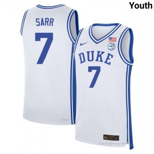 Duke Blue Devils Dame Sarr #7 White Youth Basketball NCAA Jersey | Elite Authentically Stitched 82Fw3Iwg