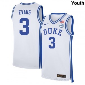 Duke Blue Devils Isaiah Evans #3 White Youth Basketball Player Jersey | Elite Authentically Stitched 98In6t2L