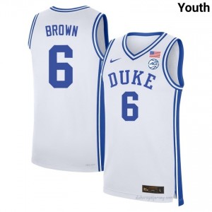 Duke Blue Devils Maliq Brown #6 White Youth Basketball Player Jersey | Elite Authentically Stitched 525yMuMi