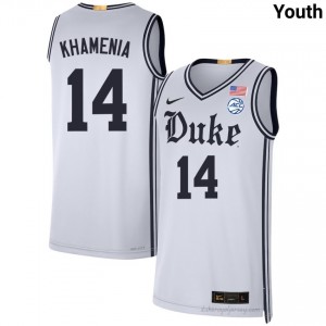 Nikolas Khamenia White #14 Blue Devils Team Youth College Basketball Jersey | Durably Stitched 51K5Kc20