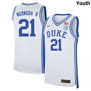 Duke Blue Devils Patrick Ngongba II #21 White Youth Basketball College Jersey | Elite Authentically Stitched 8686R2J4