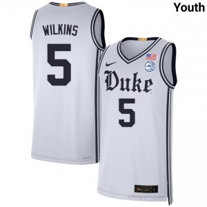 Sebastian Wilkins White #5 Blue Devils Team Youth University Basketball Jersey | Durably Stitched 78oC3V10