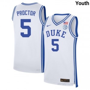 Duke Blue Devils Tyrese Proctor #5 White Youth Basketball College Jersey | Elite Authentically Stitched 897iUGpv