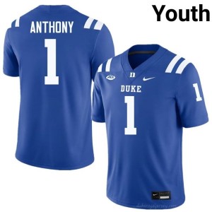 Blue Devils Andrel Anthony #1 Royal Youth Football College Jersey | Elite Authentically Stitched 85BxLE45