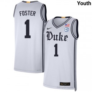 Caleb Foster White #1 Blue Devils Team Youth NCAA Basketball Jersey | Durably Stitched 570f1a4j
