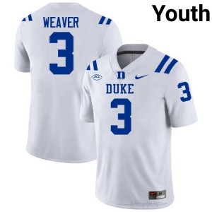 Duke Caleb Weaver #3 White Youth Football High School Jersey | Elite Authentically Stitched 881D8Fhh