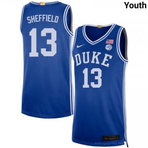 Cameron Sheffield Duke Youth #13 Royal Basketball University Jersey | Classic Premium Stitched 1881bOO6