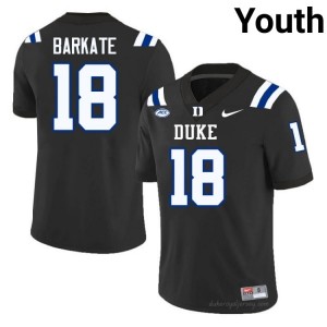 Duke Blue Devils Cooper Barkate #18 Black Youth Football NCAA Jersey | Elite Authentically Stitched 96N06Wk4