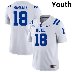 Cooper Barkate Duke Youth #18 White Football Player Jersey | Classic Premium Stitched 75Ql4277