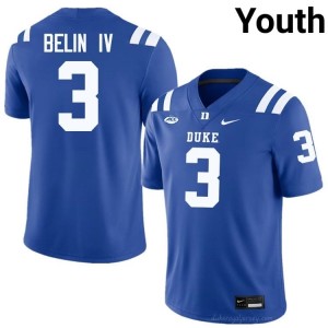 Henry Belin IV Blue Devils Youth #3 Royal Football College Jersey | Classic Premium Stitched 94Cvdcq5