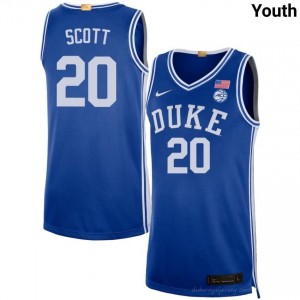 Jack Scott Duke Youth #20 Royal Basketball College Jersey | Classic Premium Stitched 37gyKD20