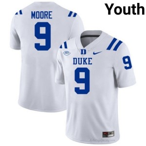 Jaquez Moore Duke Youth #9 White Football High School Jersey | Classic Premium Stitched 18GNrA38