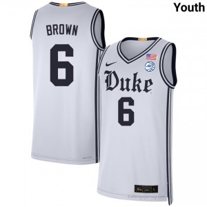 Maliq Brown Duke Youth #6 White Team Basketball High School Jersey | Classic Premium Stitched 69R8N27K