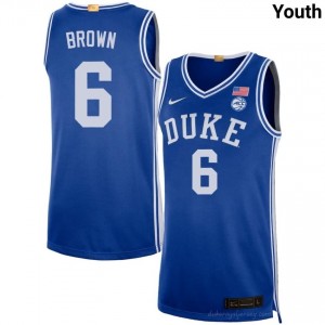 Maliq Brown Royal #6 Blue Devils Youth University Basketball Jersey | Durably Stitched 99f6s616