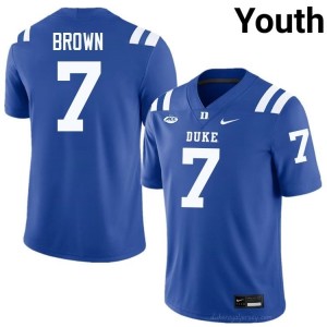 Que'Sean Brown Royal #7 Blue Devils Youth College Football Jersey | Durably Stitched 3732s412