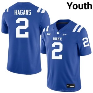 #2 Sahmir Hagans Blue Devils Youth Royal Football University Jersey | Pro-Grade Stitched 43lb4C87
