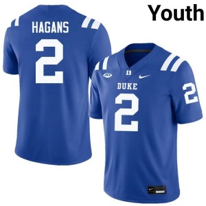 Sahmir Hagans White #2 Duke Youth High School Football Jersey | Durably Stitched 4943Y8Ff