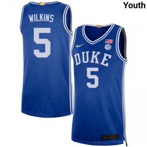 Sebastian Wilkins Duke Youth #5 Royal Basketball High School Jersey | Classic Premium Stitched 3875OP52
