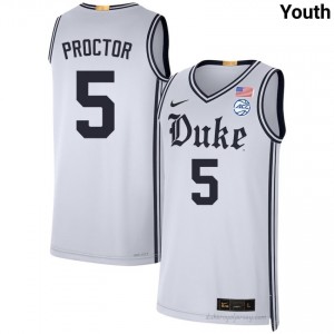 Tyrese Proctor Duke Youth #5 White Team Basketball NCAA Jersey | Classic Premium Stitched 16031m2I